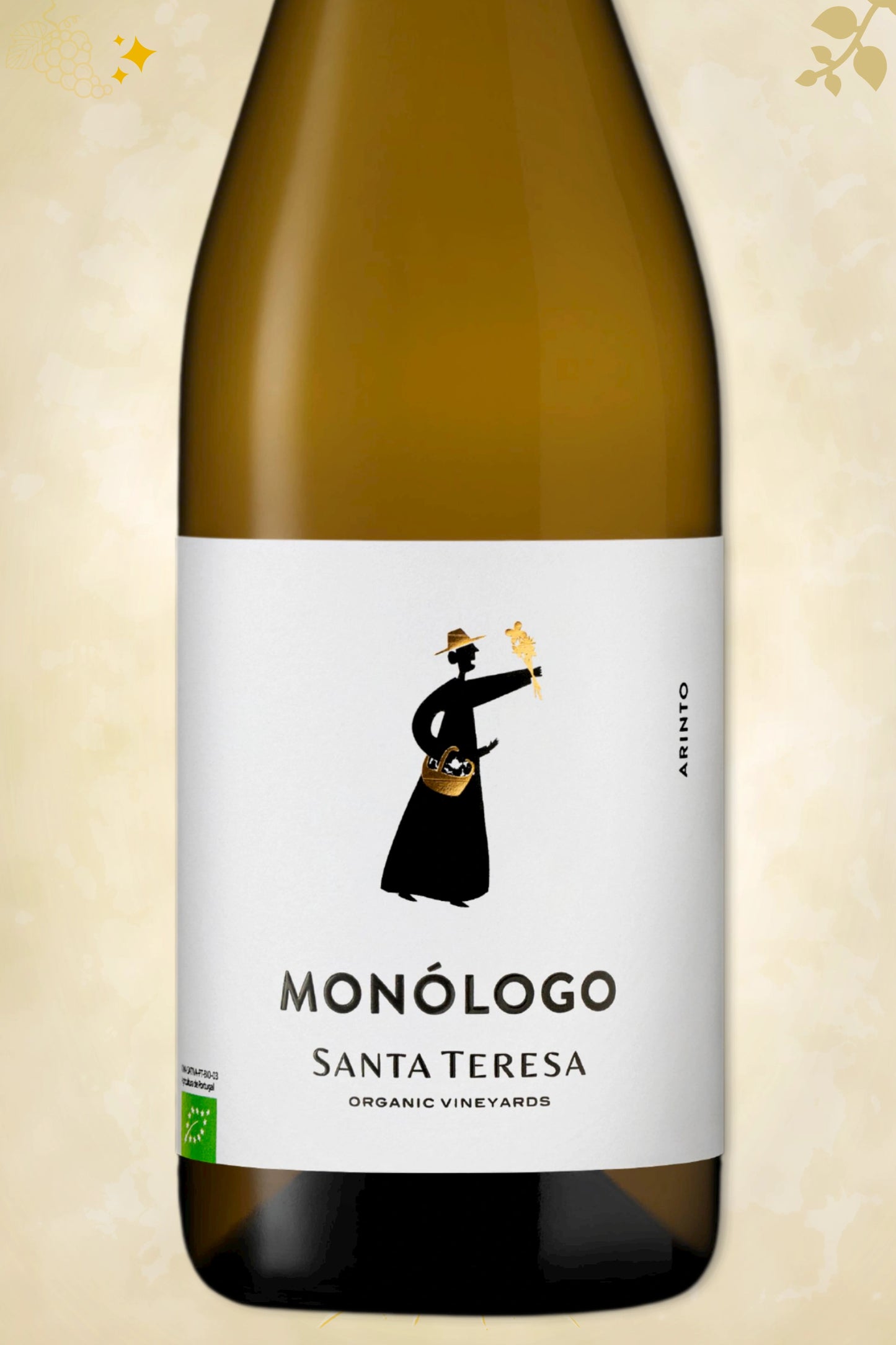 Close-up label A&D Wines – Monologo Arinto BIO (2023) – A&D Wines details zichtbaar