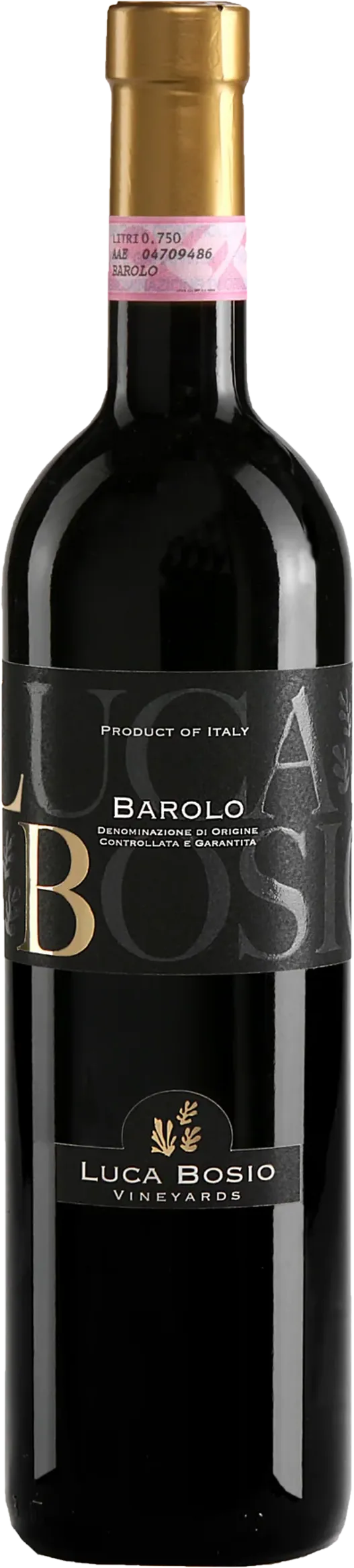 Packshot: Luca Bosio Barolo 2018 (rode wijn) transparant weergegeven
