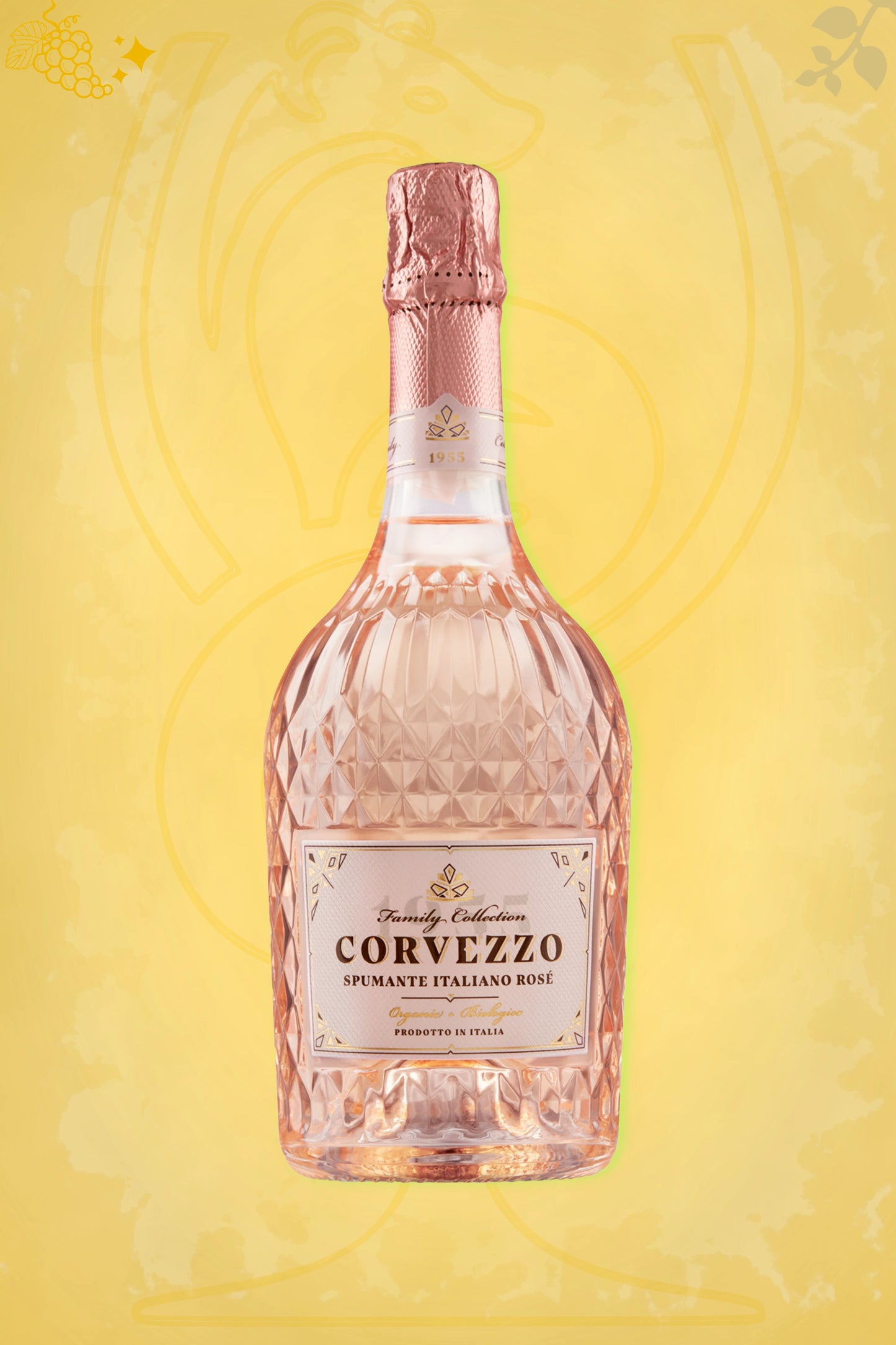 Corvezzo – Cuvée Rosé Diamond (NV) – exclusieve mousserend op gouden achtergrond