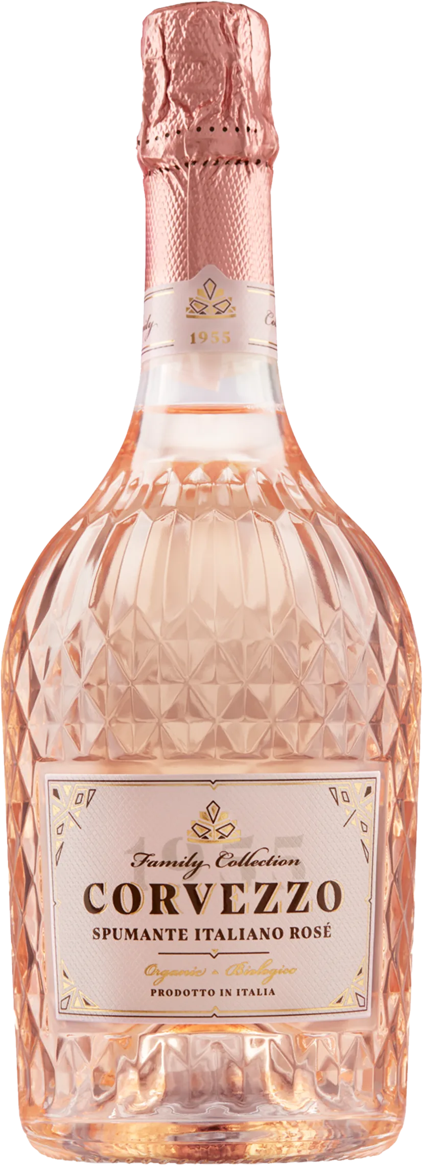 Packshot: Corvezzo – Cuvée Rosé Diamond (NV) (mousserend) transparant weergegeven