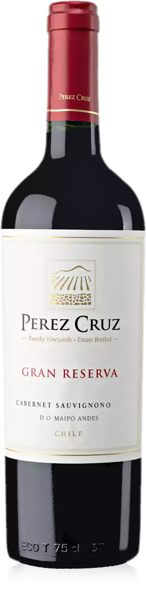 Productfoto zonder achtergrond: Pérez Cruz – Gran Reserva Cabernet Sauvignon (2022), rode wijn uit Maipo Valley