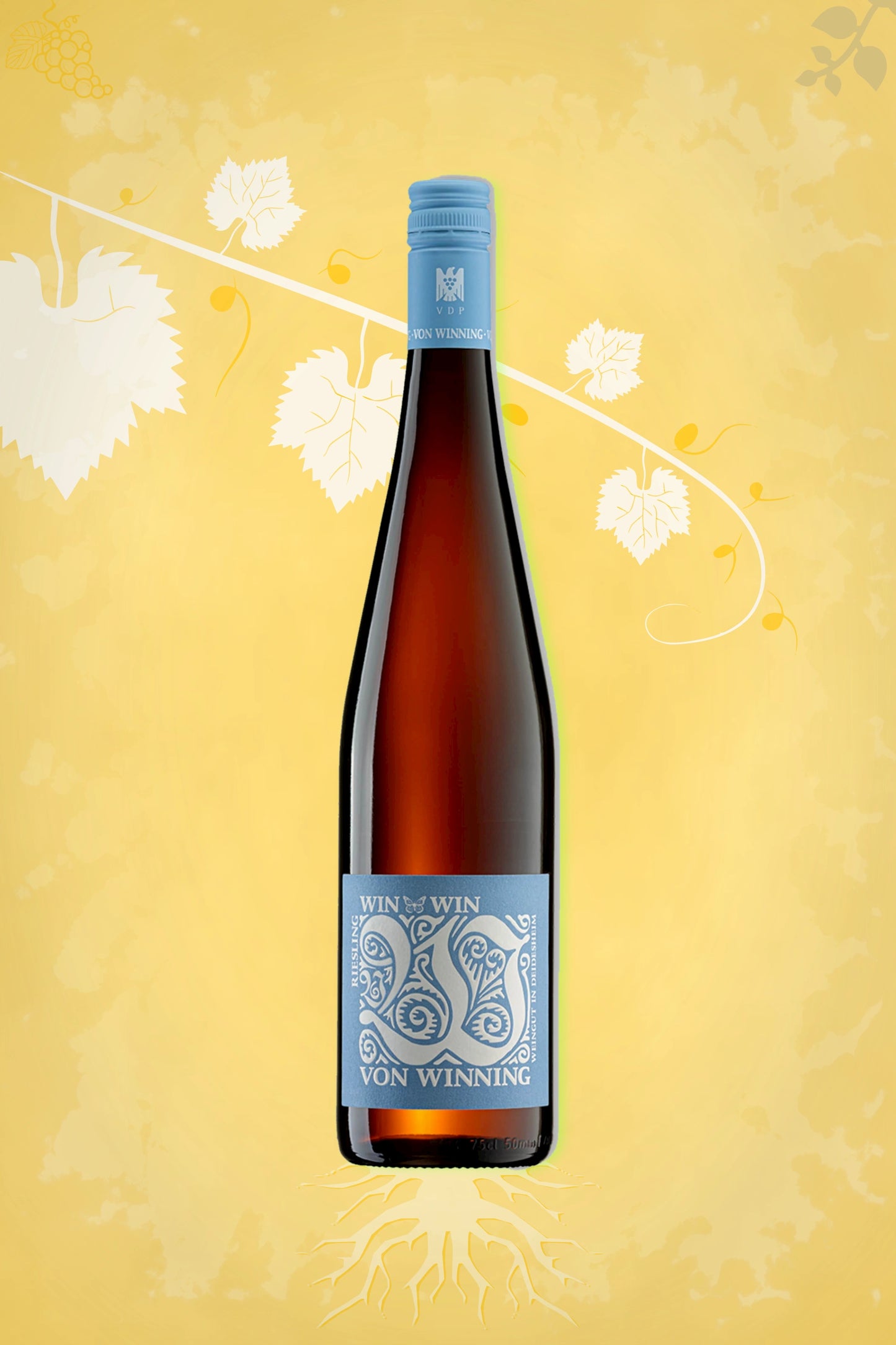 β¨ Von Winning β Win Win Riesling qba (2023) β luxe witte wijn tegen gouden achtergrond