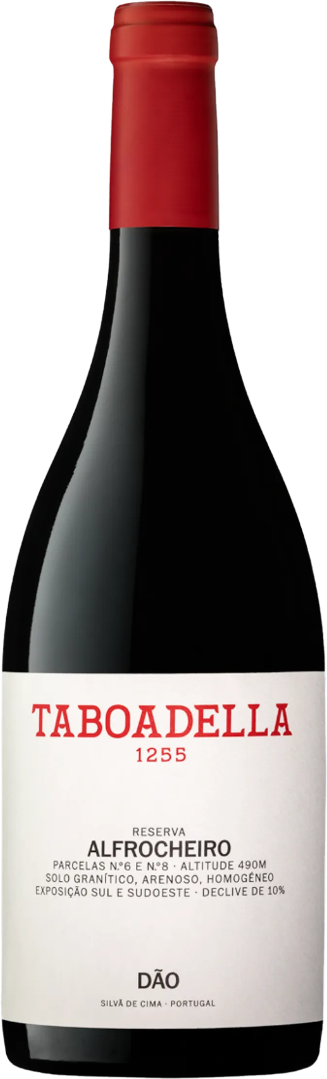 🫙 Tabaodella – Taboadella 1255 Alfrocheiro Reserva Dão (2021): transparante flesweergave van rode wijn uit Portugal