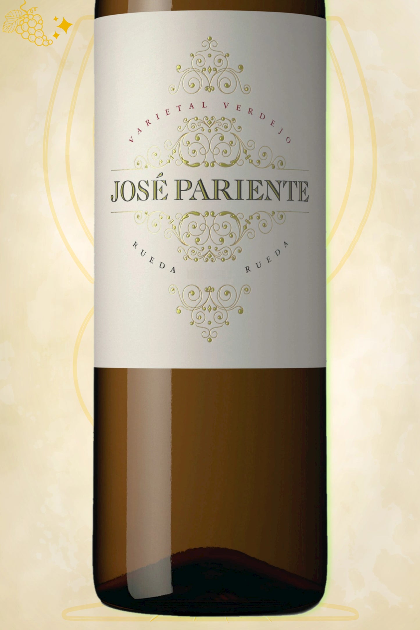 🔍 Jose Pariente – José Pariente Verdejo Rueda (2024) – close‑up etiket detail op beige achtergrond