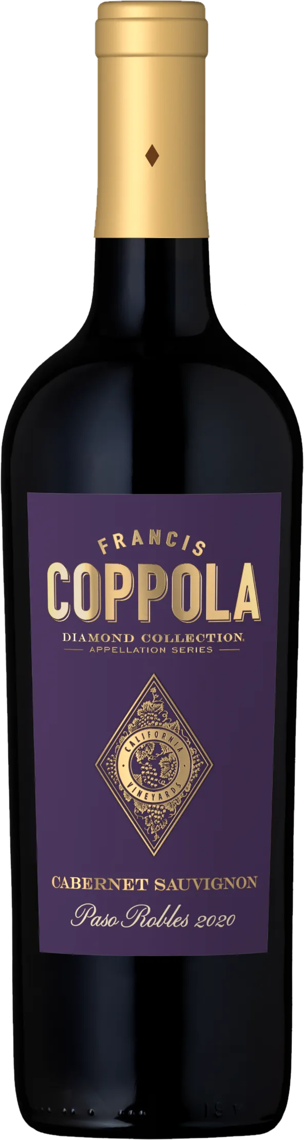 Packshot: Coppola – Diamond AppSeries Cabernet Sauvignon Paso Robles (2021) (rode wijn) transparant weergegeven