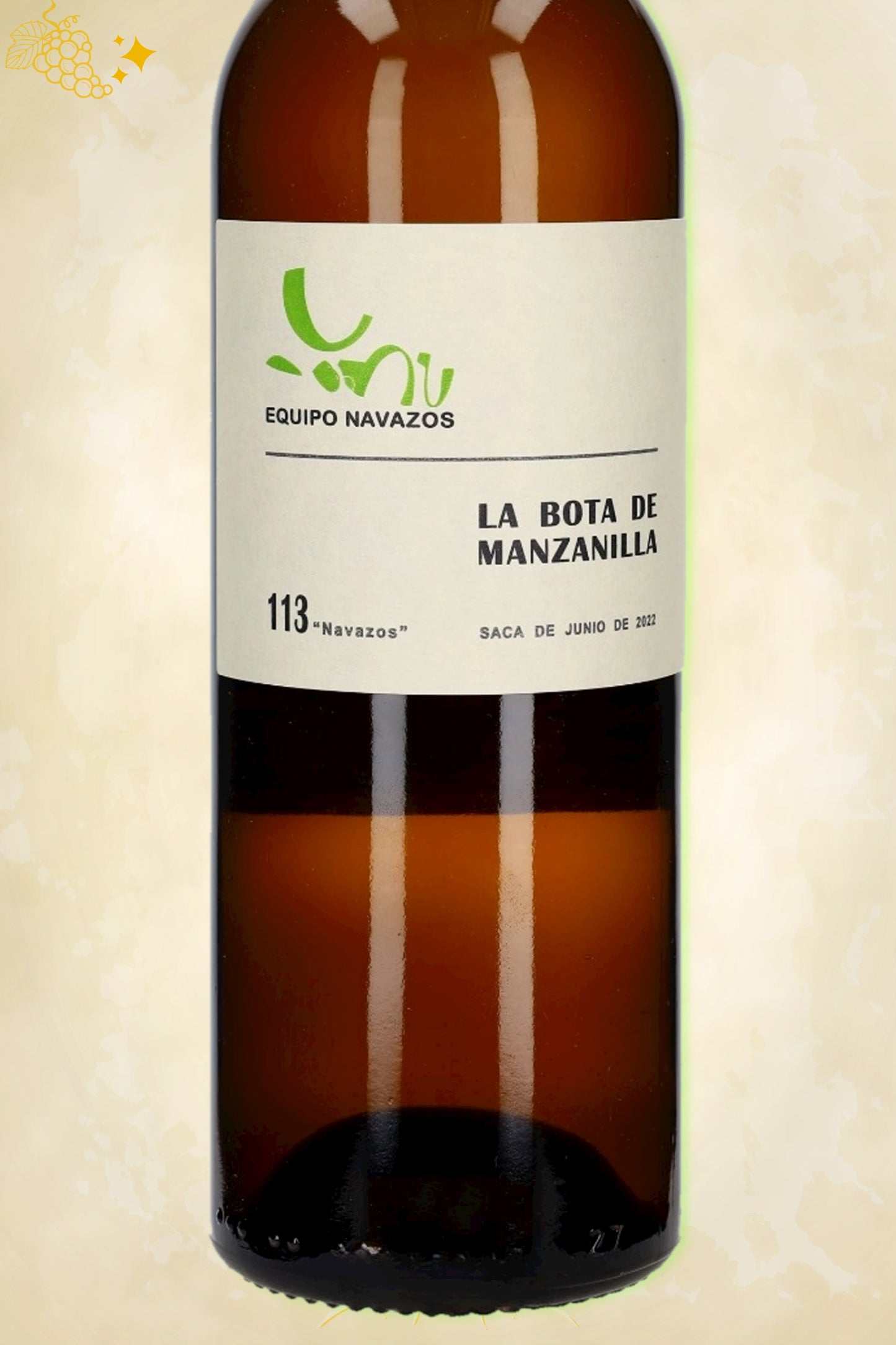 Label zoom: Equipo Navazos - La Bota de Manzanilla Nº 113 (NV) – logo en tekst scherp zichtbaar