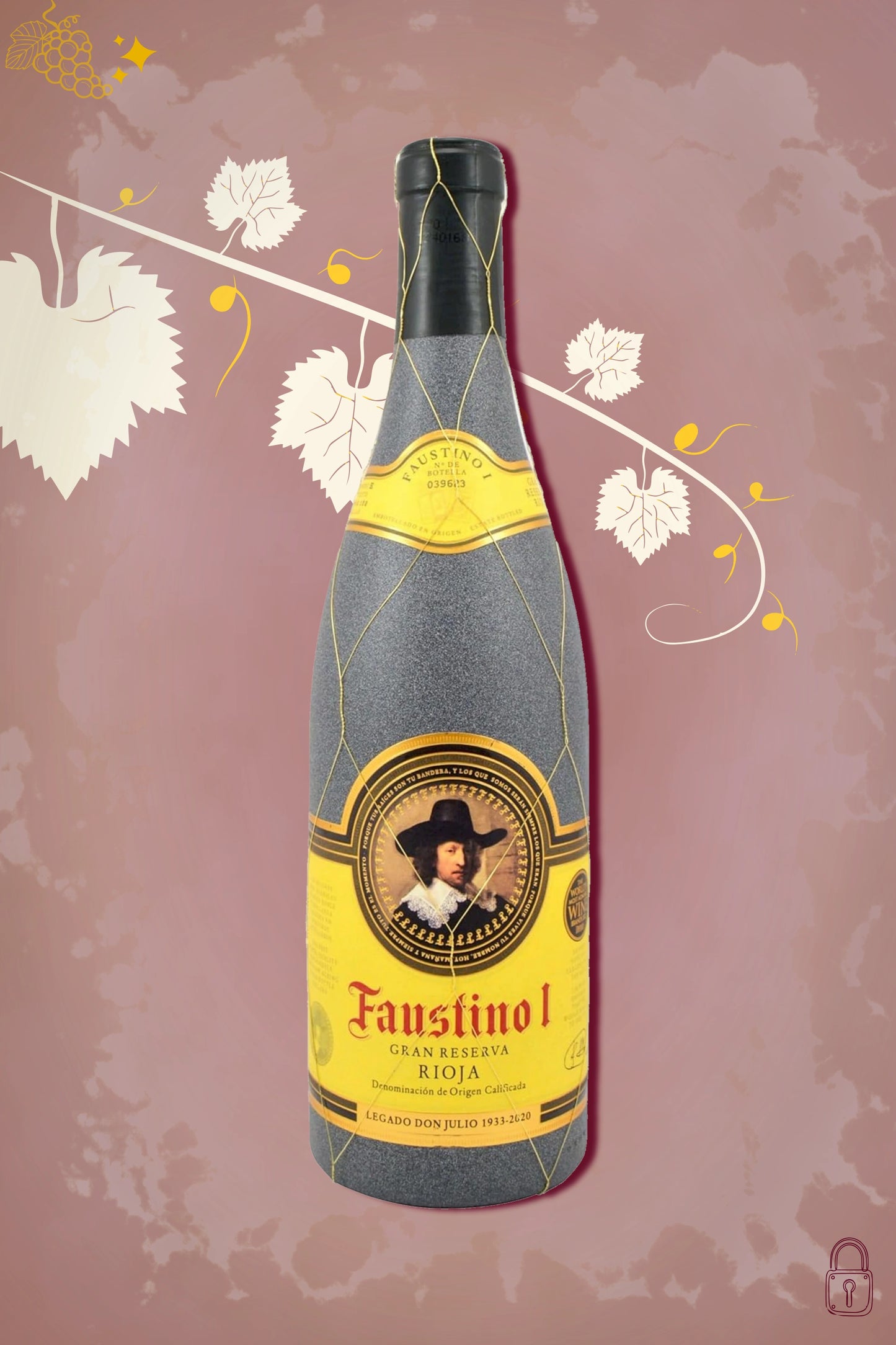 Faustino - I Gran Reserva (2016) – rode wijn tegen rode achtergrond