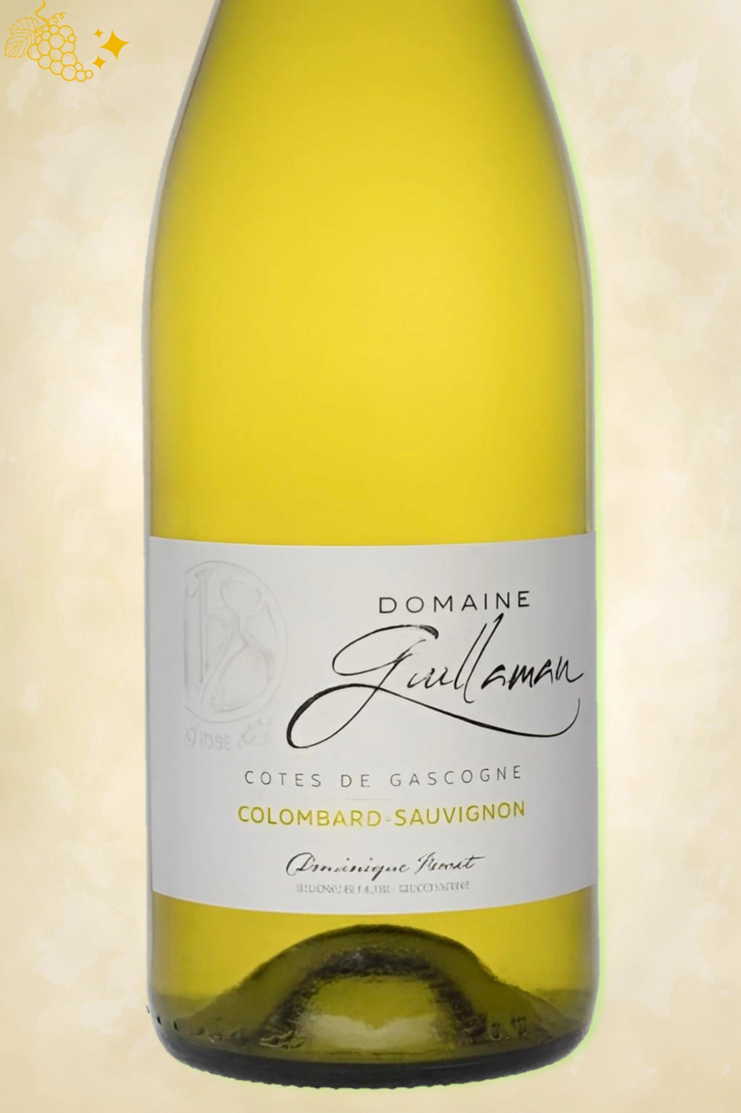 Close-up label Côtes de Gascogne Blanc 2023 – Domaine de Guillaman en vintage