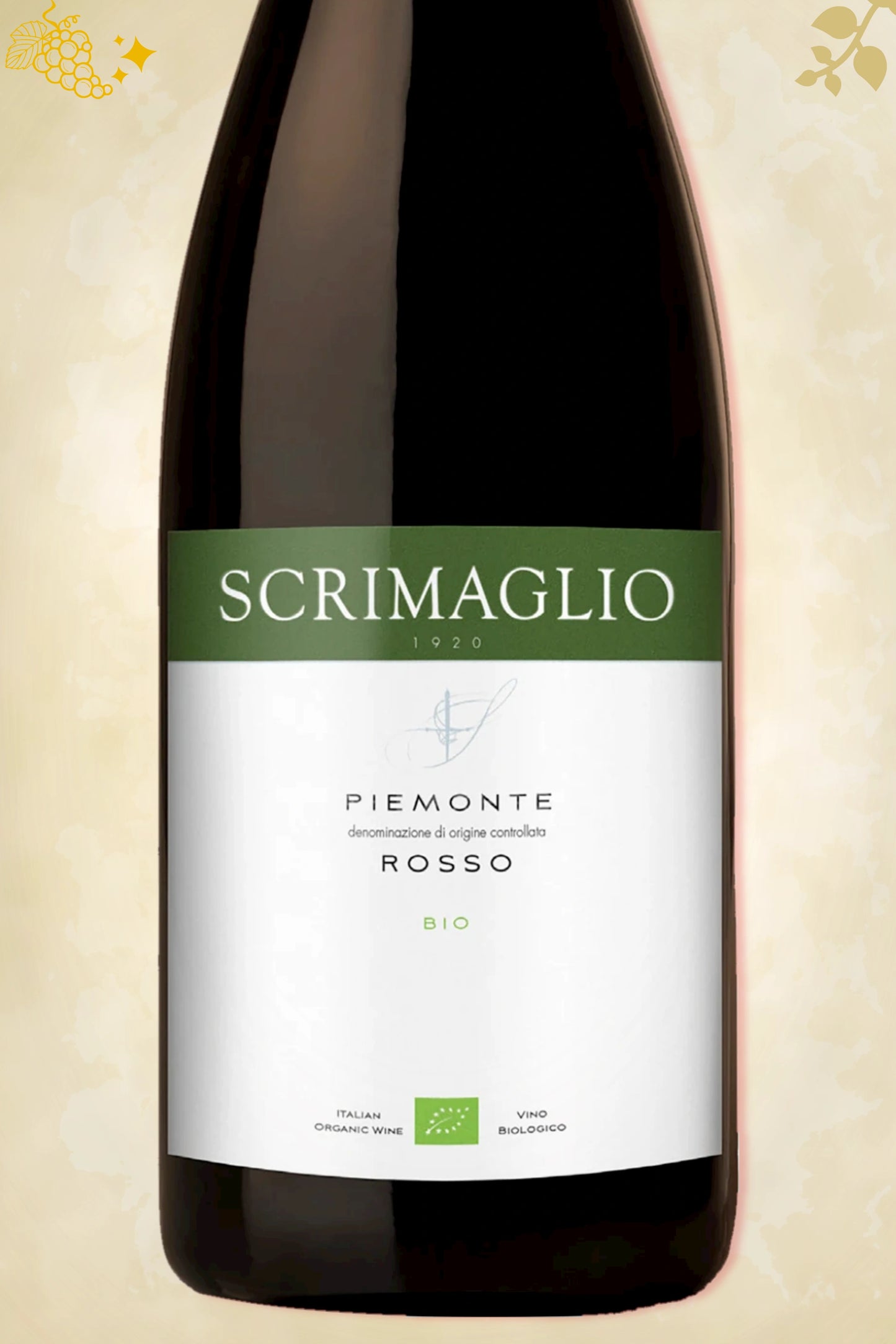 Close-up label Scrimaglio Piemonte Rosso 2022 – Scrimaglio logo en details