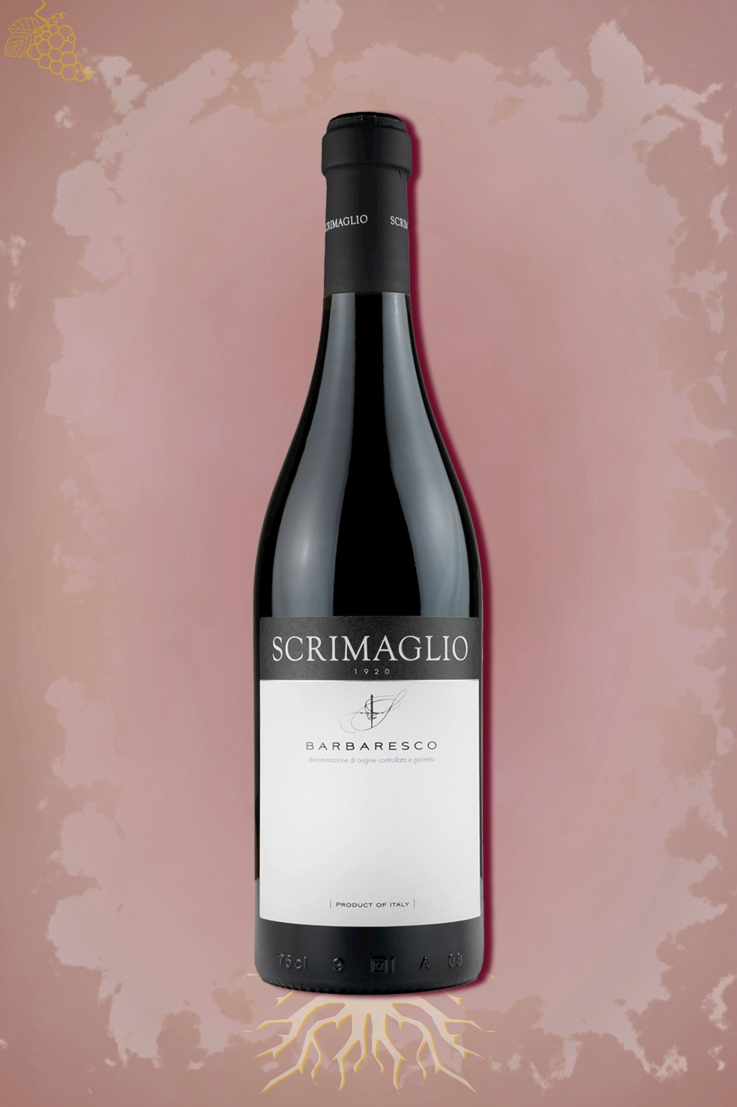 Scrimaglio Barbaresco 2020 tegen bordeaux achtergrond – elegante rode wijn