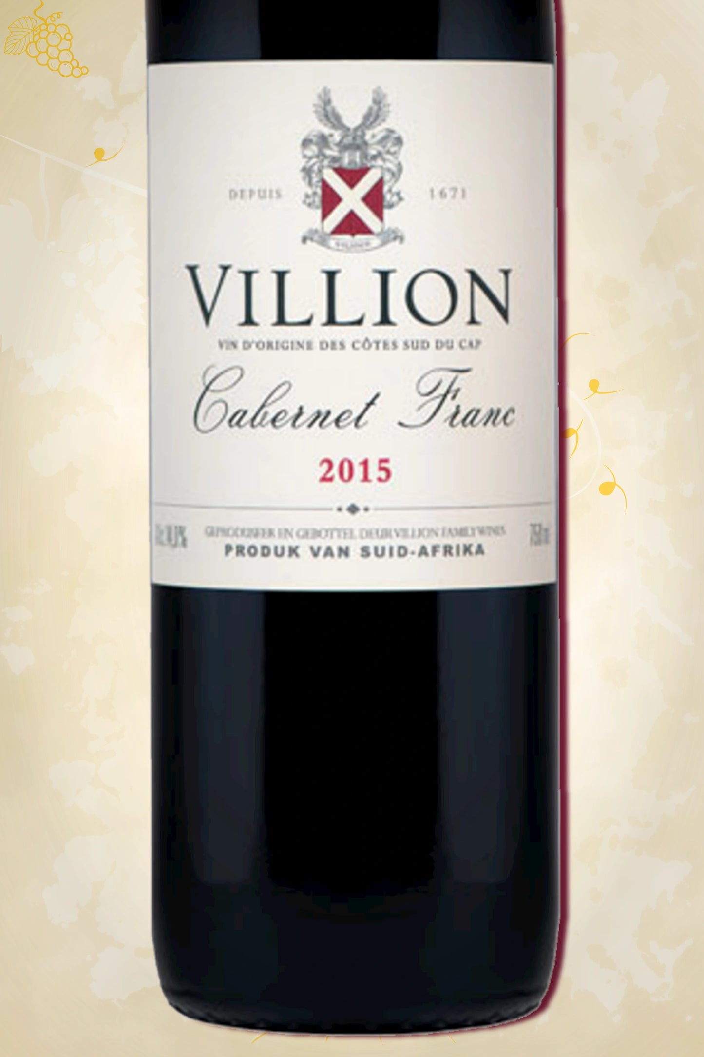 Close-up label Villion Cabernet Franc 2015 – Villion Family Wines authenticiteit