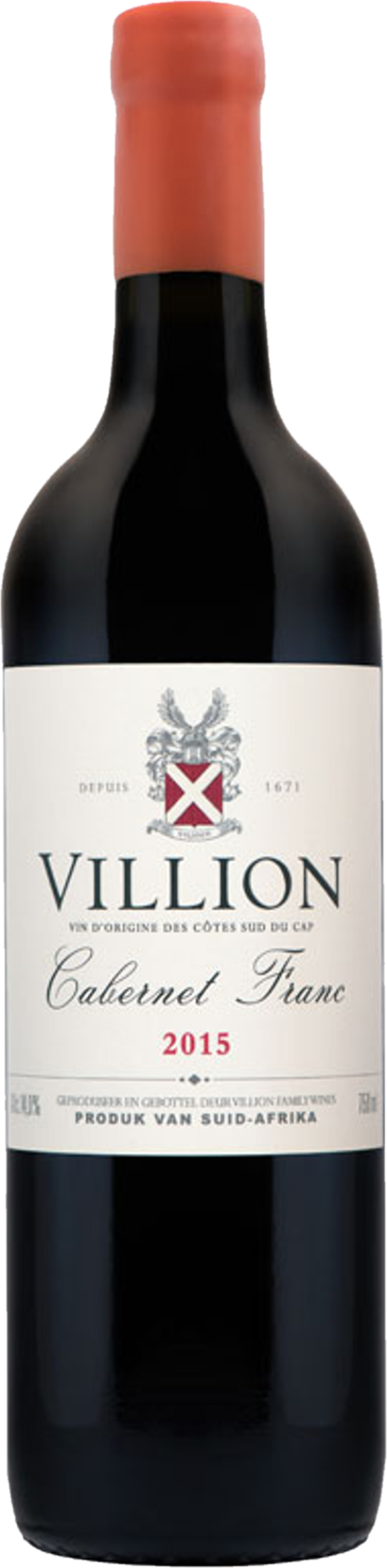 Villion Cabernet Franc 2015 glas en fles – rode wijn met paprika, kers en tabak