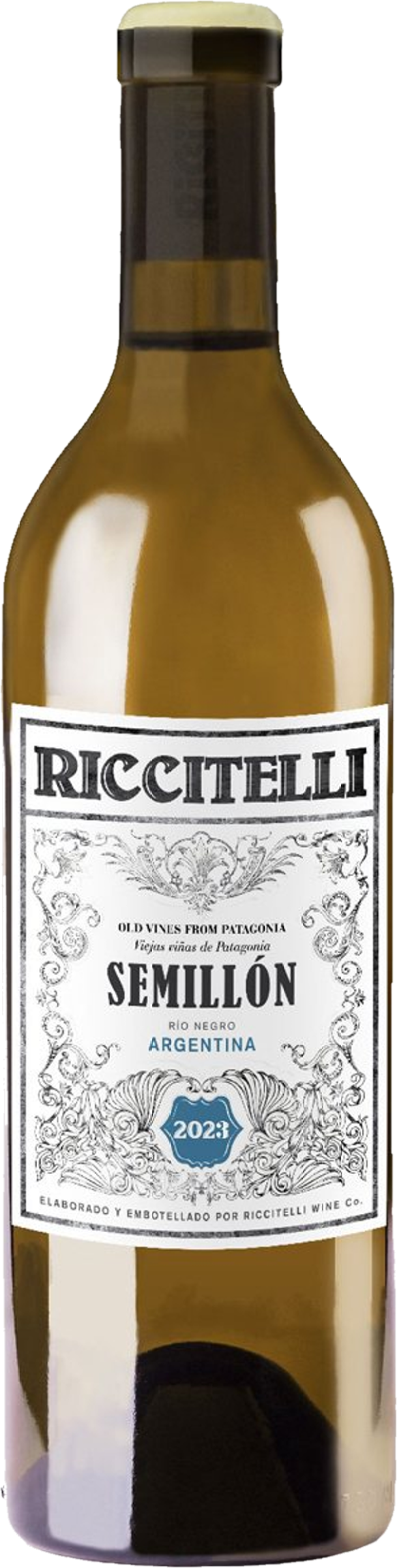 Riccitelli Old Vines Semillon 2023 fles transparant – elegante witte wijn uit Patagonië