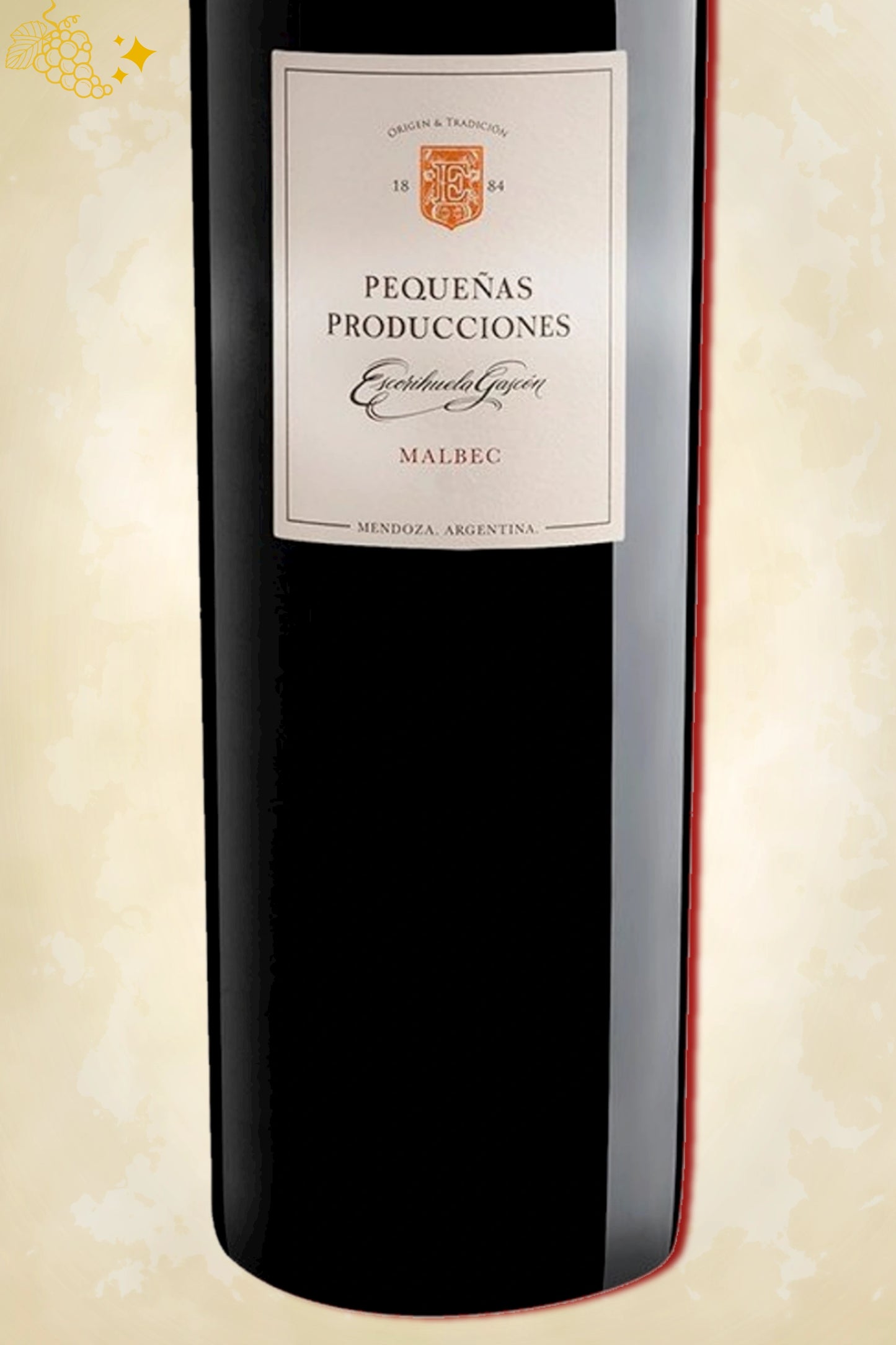 Close-up label Escorihuela Gascón Pequeñas Producciones Malbec 2021 – Mendoza wijn