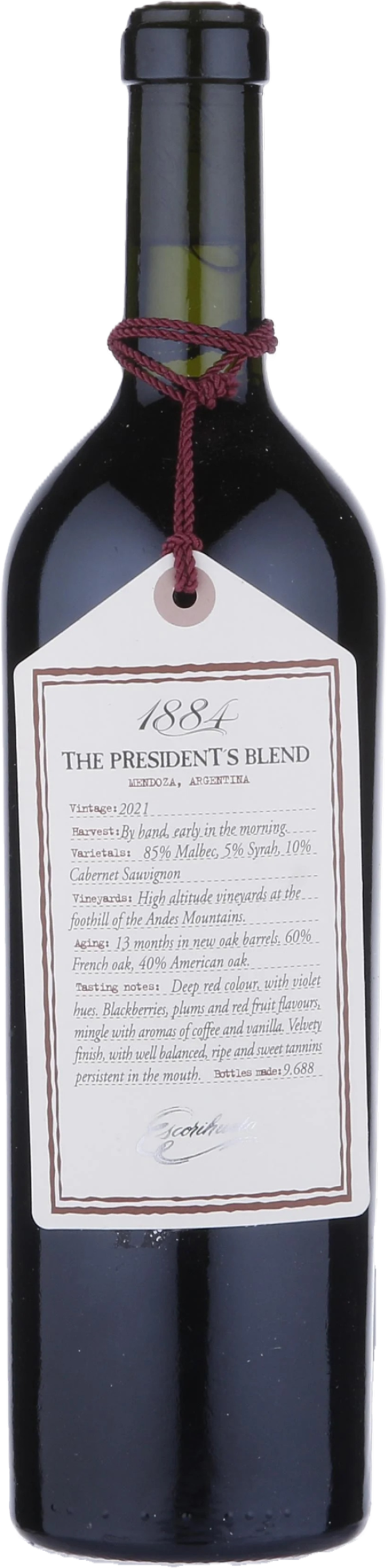 The President’s Blend 2021 tegen bordeaux achtergrond – premium rode wijn