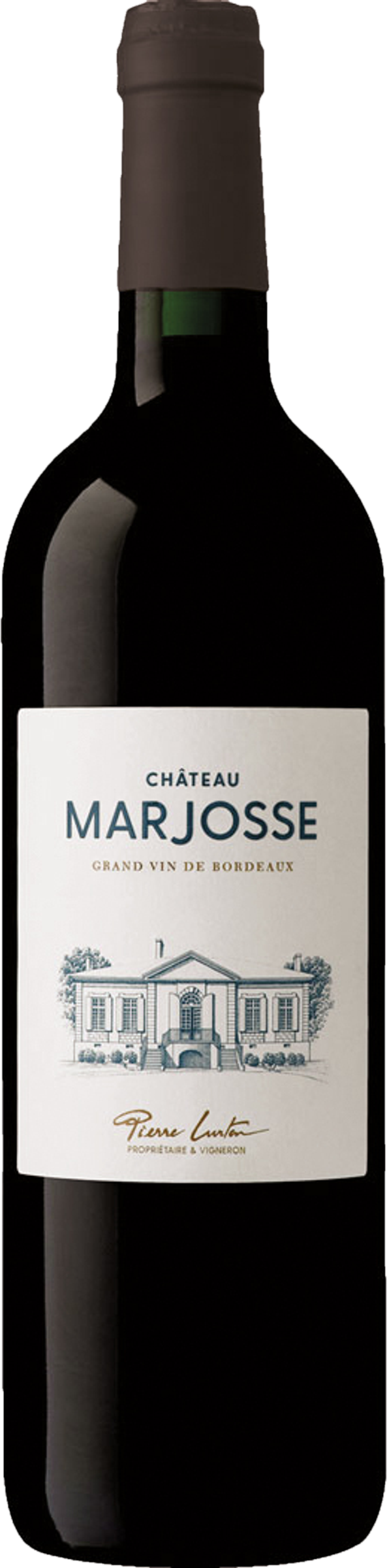 Château Marjosse Bordeaux Rouge 2022 tegen bordeaux achtergrond – elegante rode Bordeaux