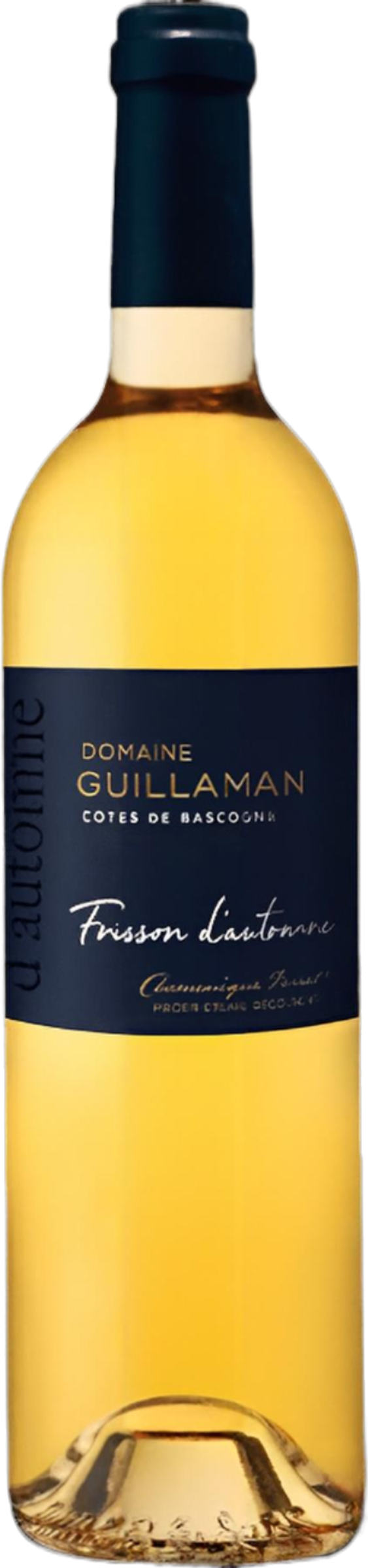 Frisson d'Automne 2023 tegen goudgele achtergrond – halfzoete witte wijn