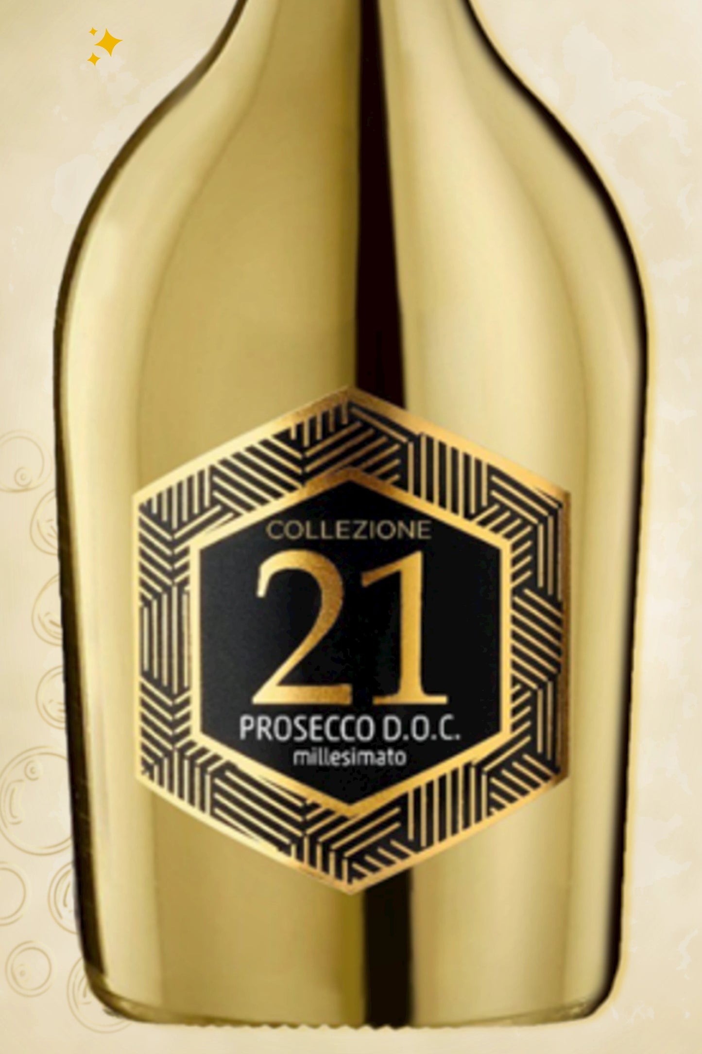 Close-up label Decordi Prosecco DOC Extra Dry Selezione 21 – 2024 vintage