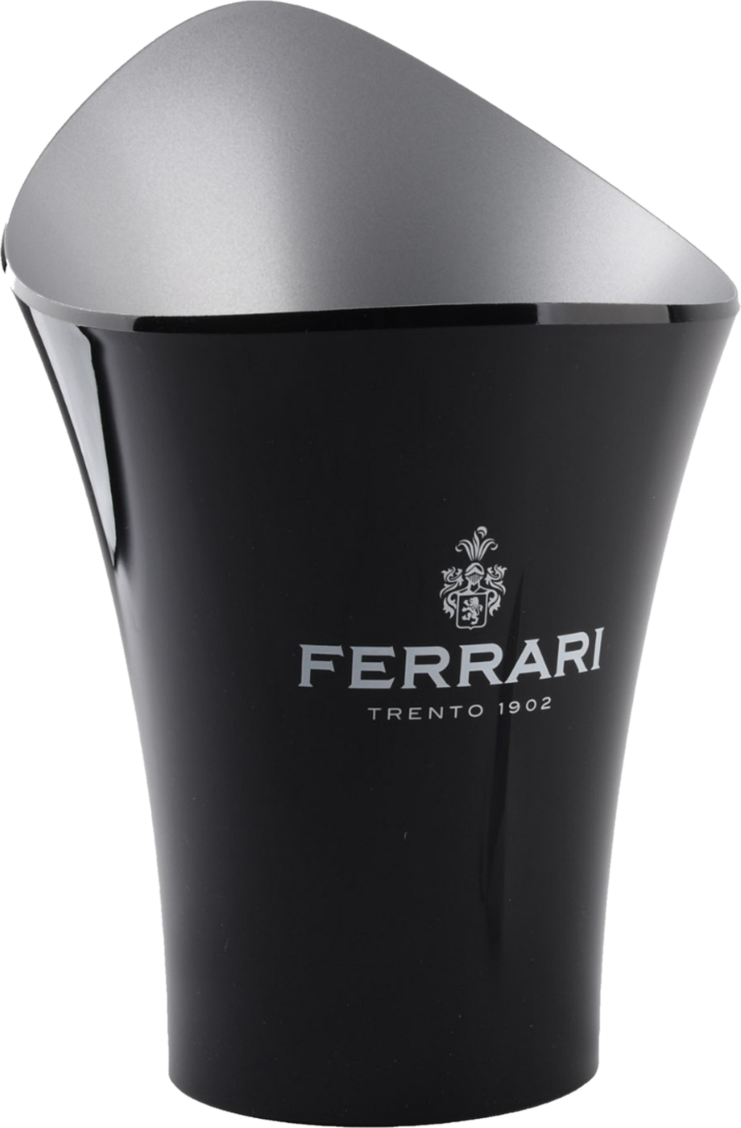 Top view of black Vela ice bucket with condensation