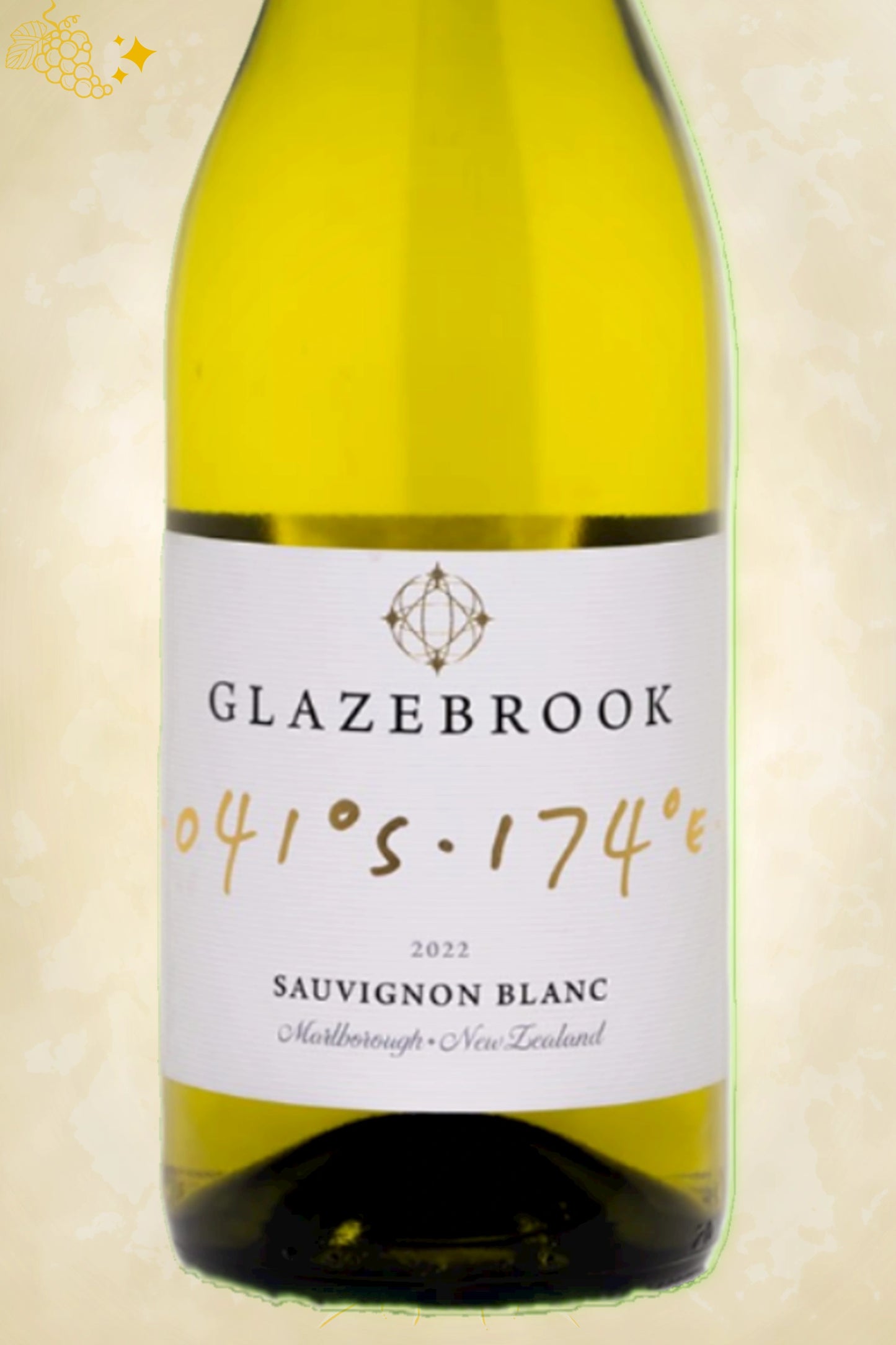 Close-up label Glazebrook Sauvignon Blanc 2022 – Glazebrook logo en vintage details zichtbaar