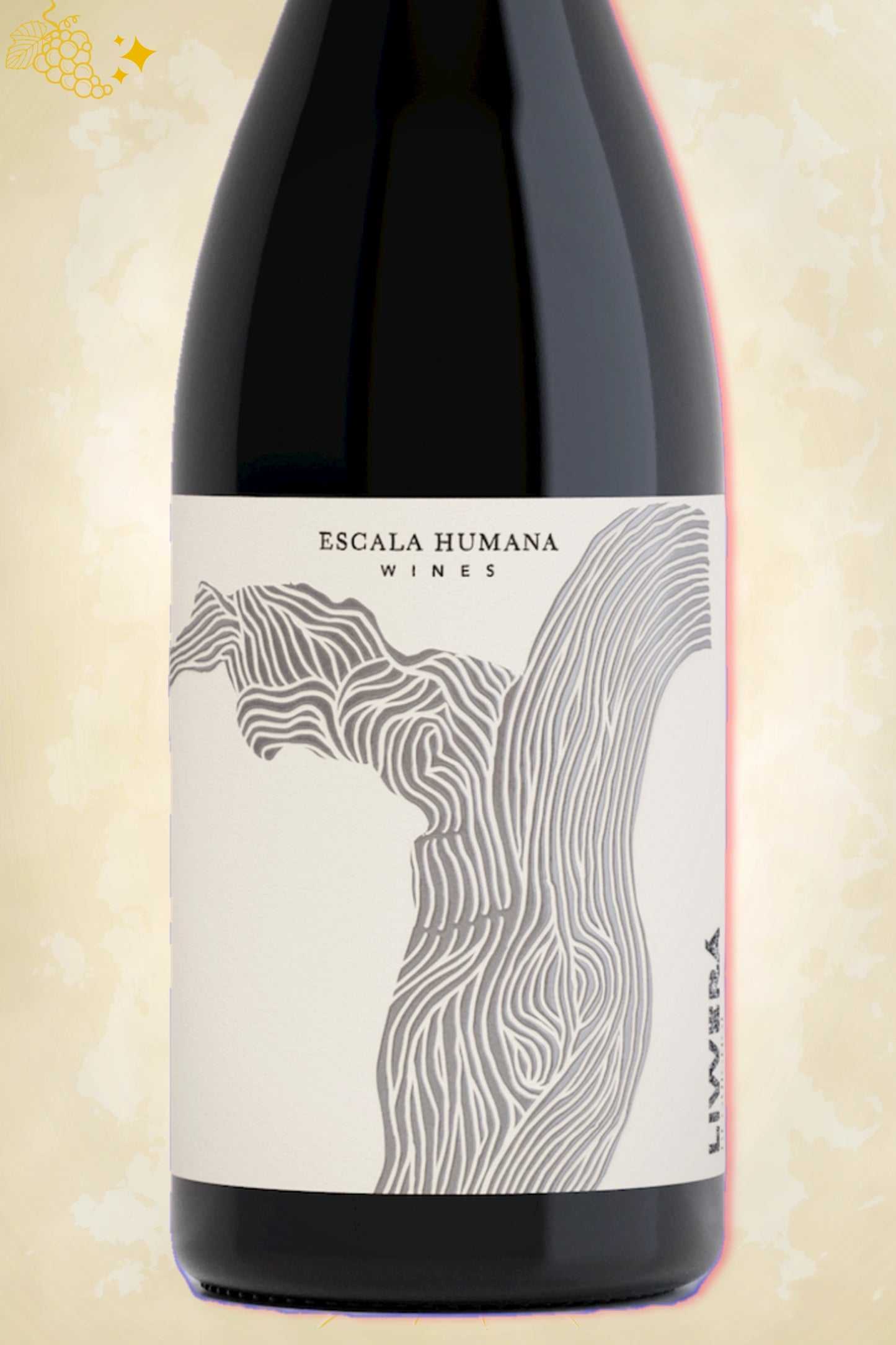 Close-up etiket Escala Humana Livverá Bequignol 2023 niche druif