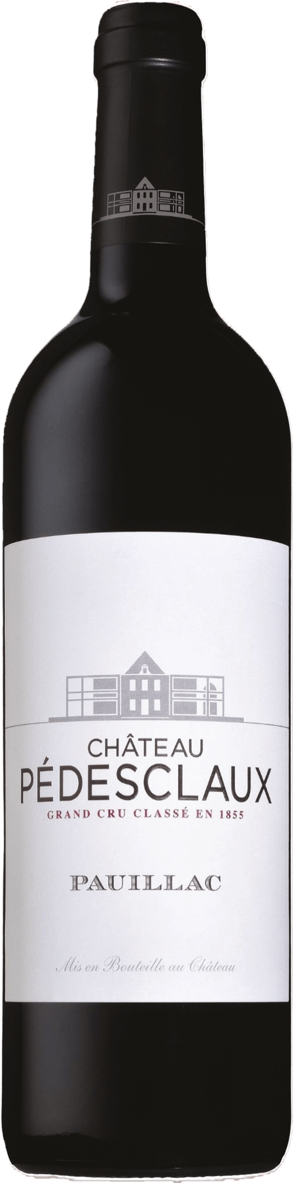 Château Pédesclaux 2018 tegen bordeaux achtergrond – premium Grand Cru Classé wijn
