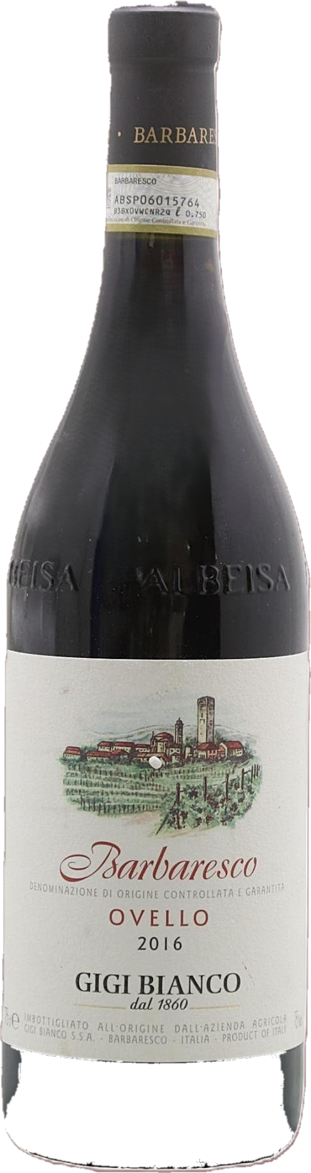 Barbaresco Ovello Riserva 2016 tegen bordeaux achtergrond – premium rode wijn