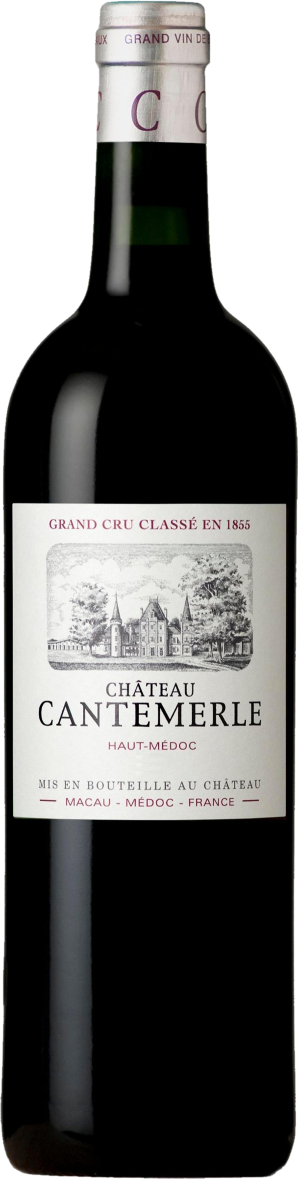 Château Cantemerle 2022 tegen bordeaux achtergrond – klassieke rode wijn