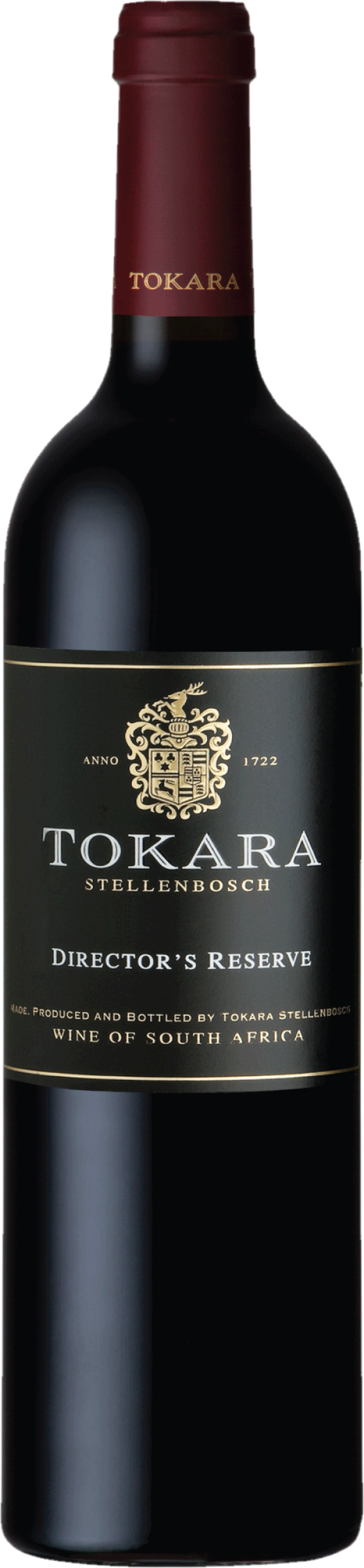 Director’s Reserve Red 2020 tegen bordeaux achtergrond – krachtige Zuid-Afrikaanse wijn