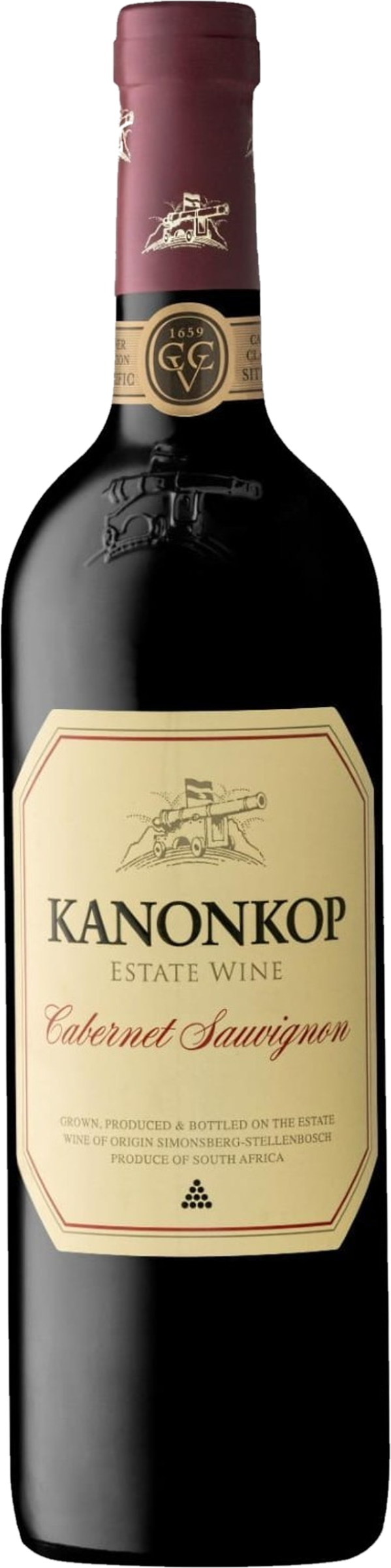 Kanonkop Cabernet Sauvignon 2019 tegen bordeaux achtergrond – premium rode wijn