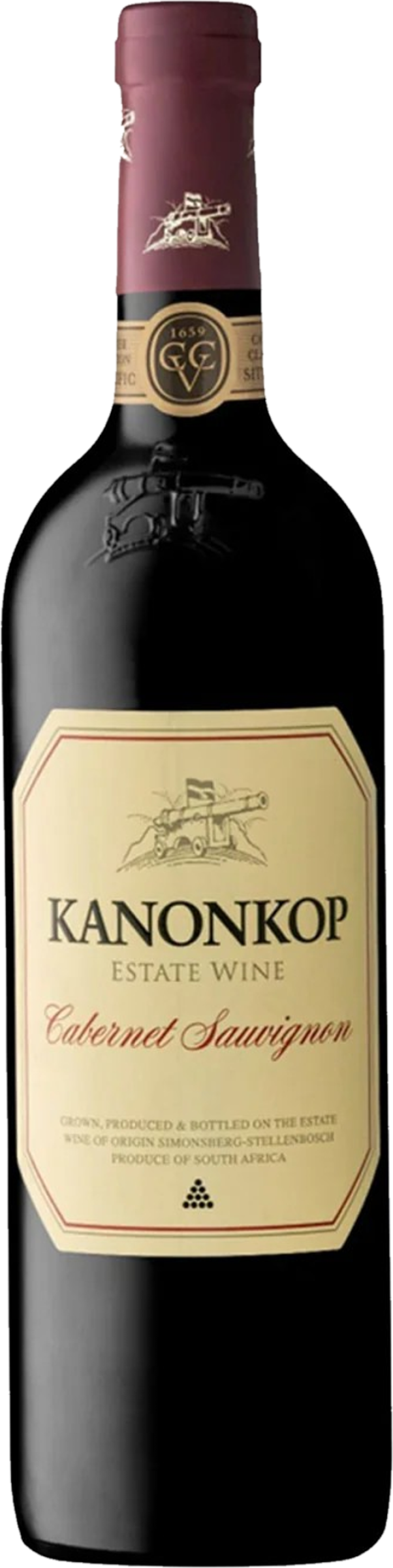 Kanonkop Cabernet Sauvignon 2018 tegen bordeaux achtergrond – premium rode wijn