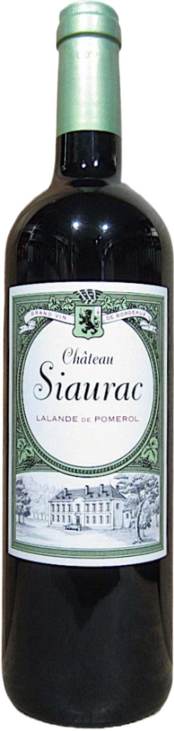 Château Siaurac 2022 tegen bordeaux achtergrond – premium Bordeaux wijn