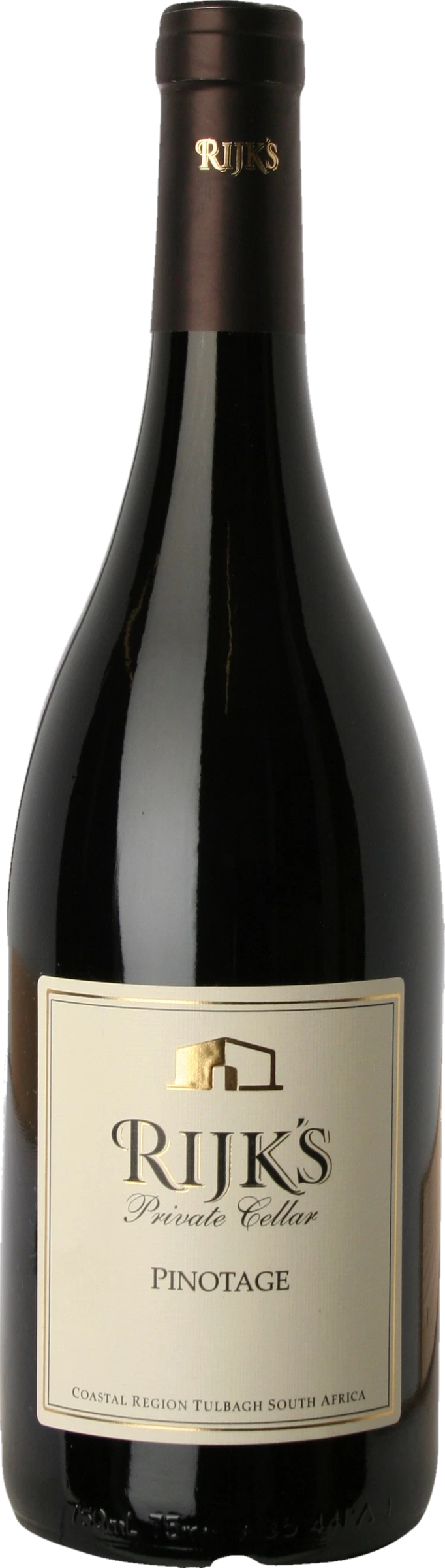 Rijk’s Private Cellar Pinotage 2015 tegen bordeaux achtergrond – premium rode wijn