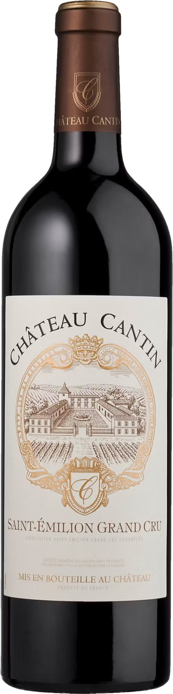 Château Cantin 2019 tegen bordeaux achtergrond – premium rode wijn