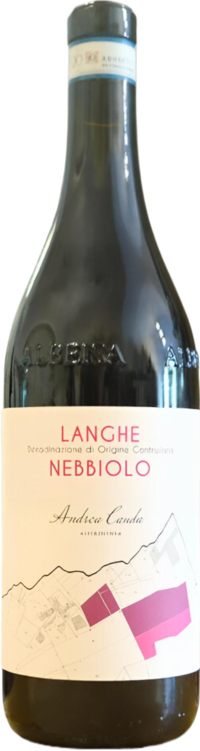 Andrea Cauda Langhe Nebbiolo 2020 tegen bordeaux achtergrond – elegante rode wijn