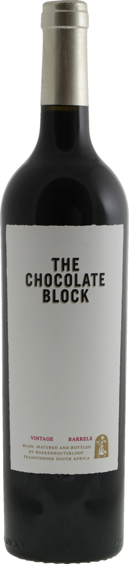 Boekenhoutskloof The Chocolate Block 2019 tegen bordeaux achtergrond – premium rode wijn