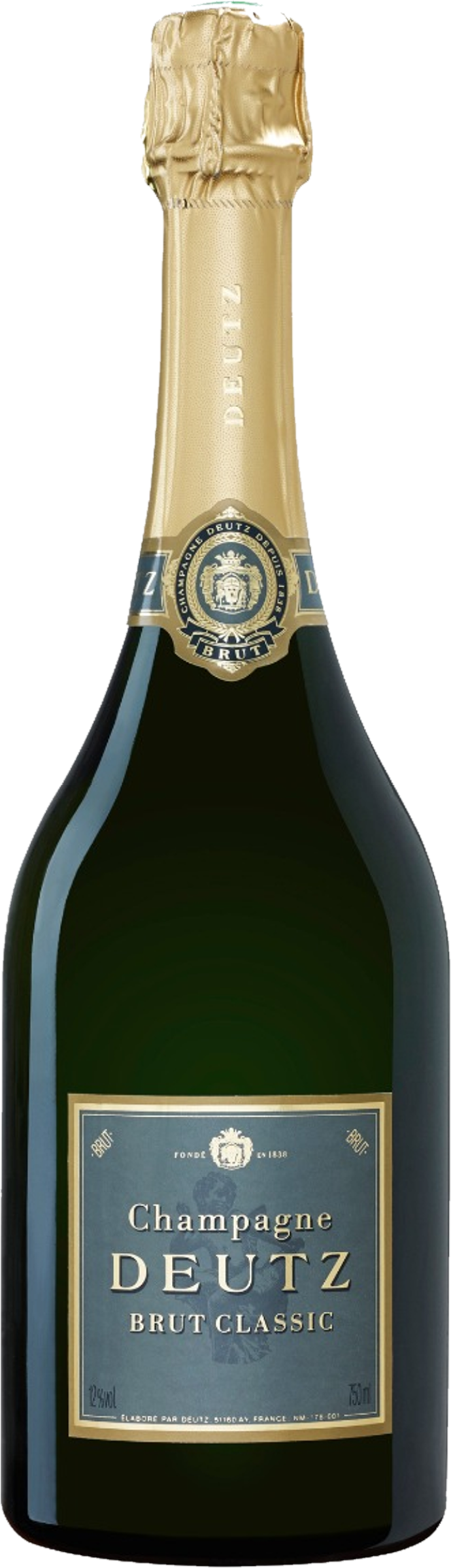 Deutz Brut Classic NV tegen gouden achtergrond – elegante mousserende wijn
