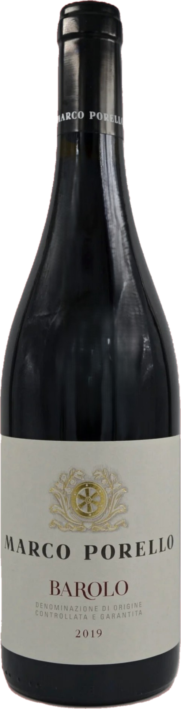 Porello Barolo 2019 tegen bordeaux achtergrond – premium Nebbiolo wijn