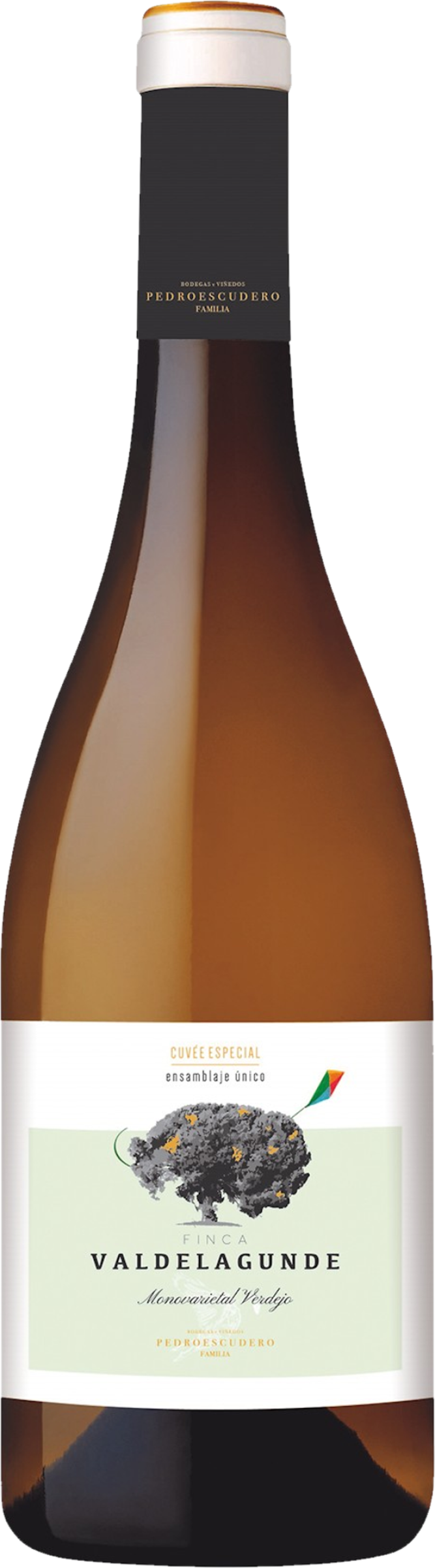 Bodegas Pedro Escudero Finca Valdelagunde Cuvée Especial 2024 – witte wijn tegen gouden achtergrond