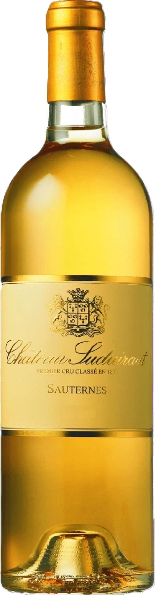 Château Suduiraut 2014 tegen gouden achtergrond – luxe Sauternes Premier Cru