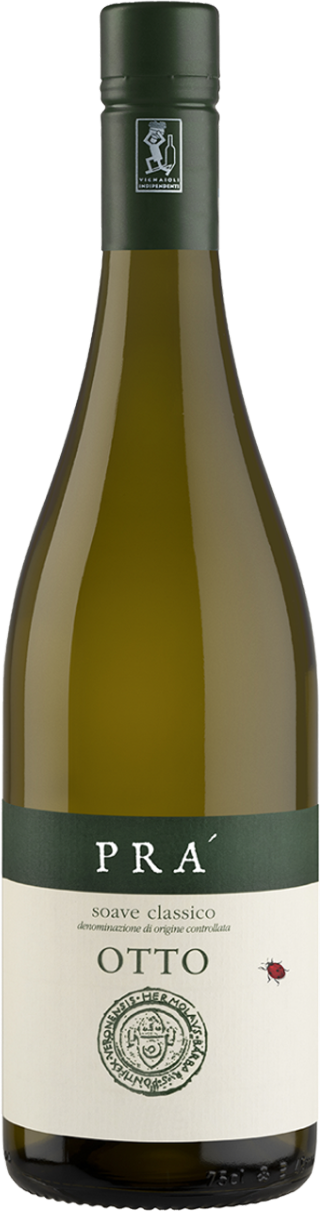 Azienda Vinicola Prà Soave Classico DOC Otto BIO tegen gouden achtergrond – premium biologische witte wijn