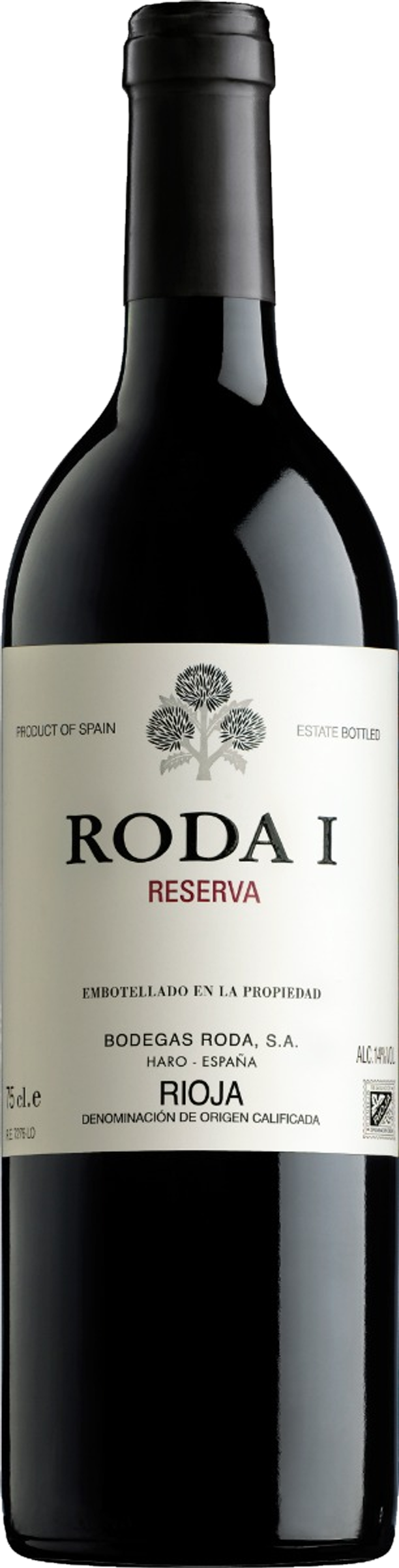 Bodegas Roda I Reserva 2019 tegen bordeaux achtergrond – krachtige rode wijn