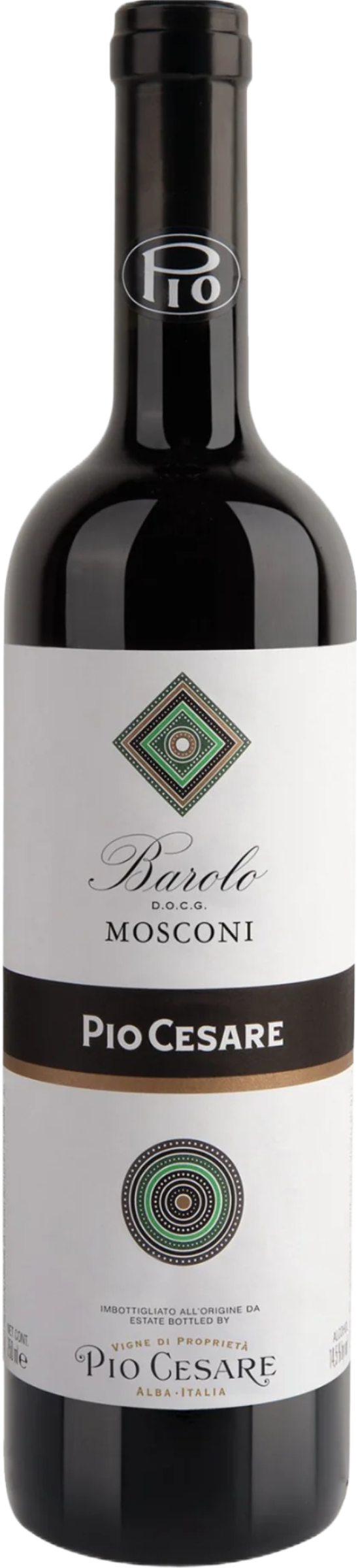 Pio Cesare Barolo Mosconi 2018 tegen bordeaux achtergrond – premium rode wijn