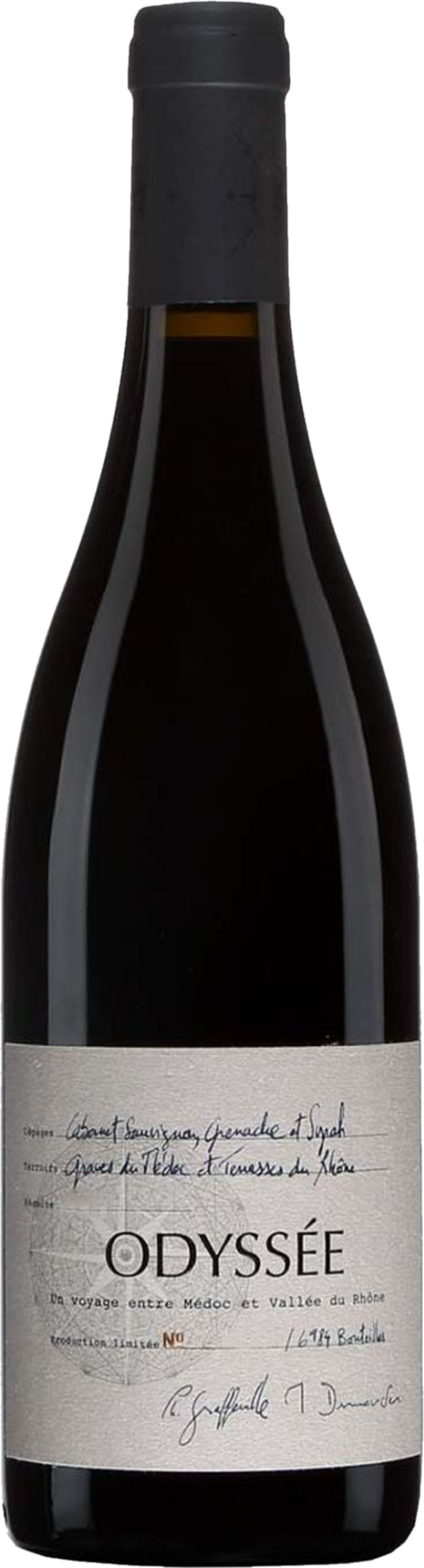 Odyssée Chardonnay 2017 tegen gouden achtergrond – premium witte wijn