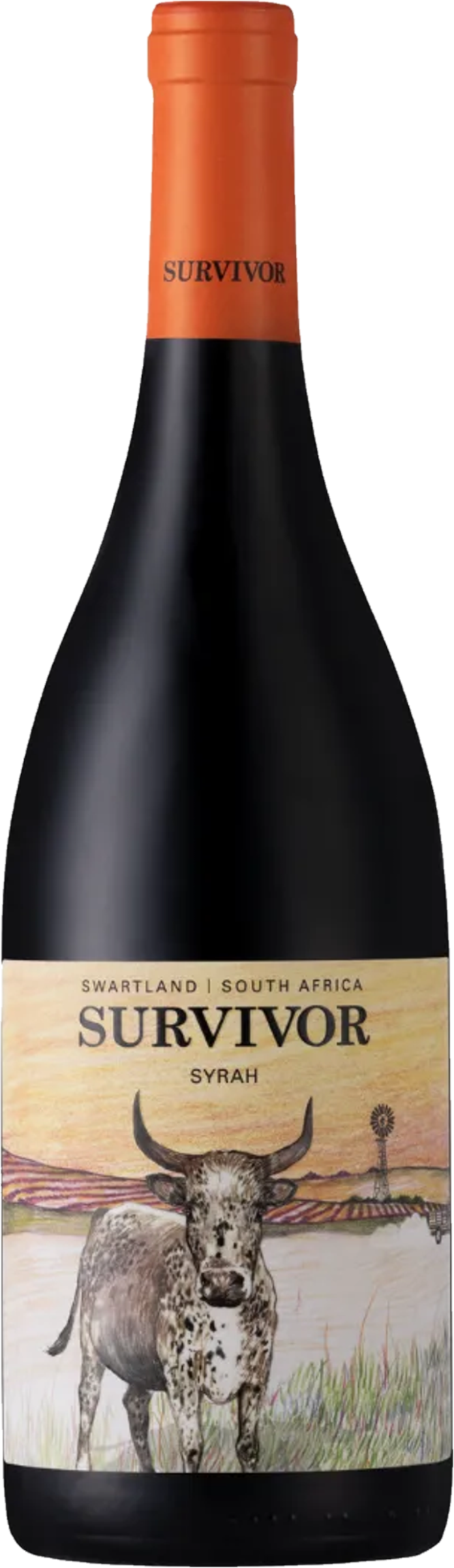 Survivor Syrah 2022 tegen bordeaux achtergrond – premium rode wijn