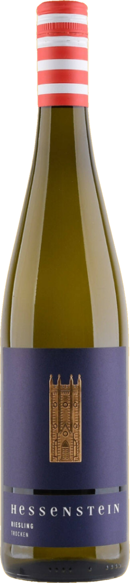 Weingut Prinz von Hessen Hessenstein Riesling 2023 tegen gouden achtergrond