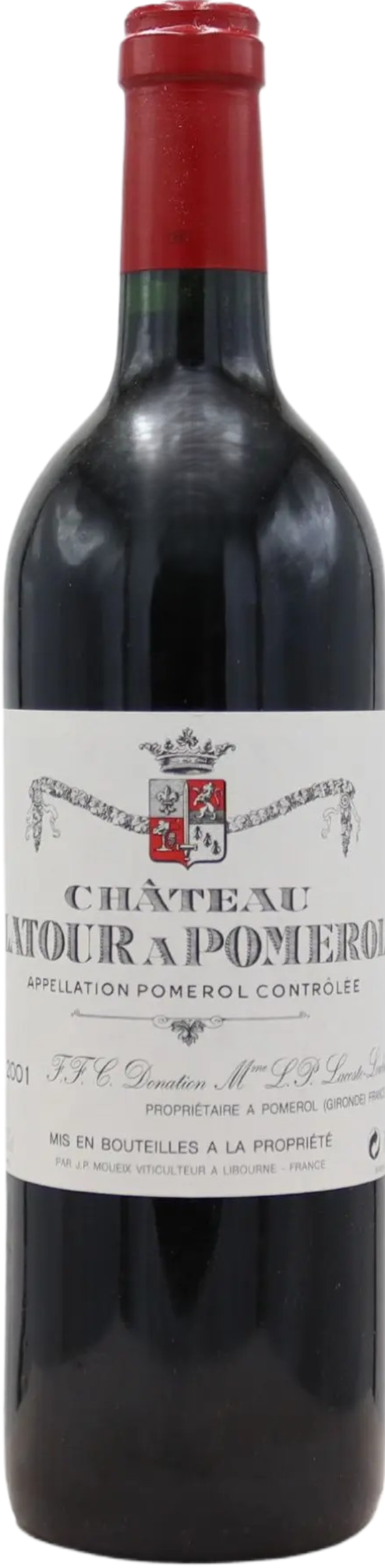 Château Latour à Pomerol 2001 tegen bordeaux achtergrond – premium rode wijn