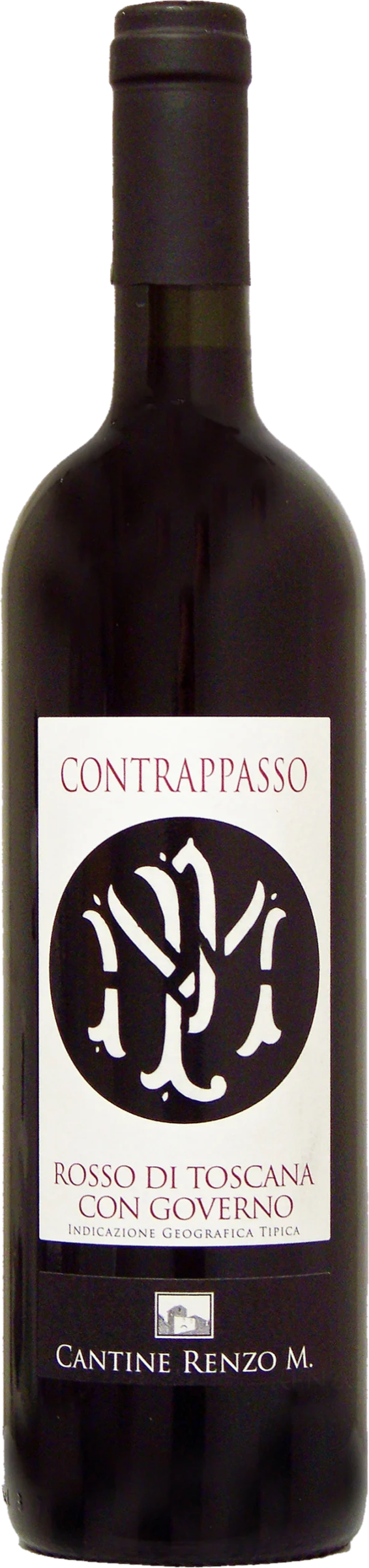 Renzo Masi Contrappasso 2023 tegen bordeaux achtergrond – volle rode wijn