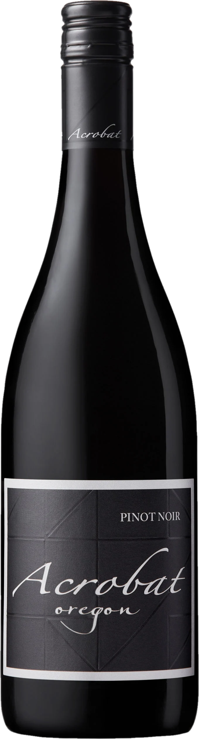 Acrobat Oregon Pinot Noir 2023 tegen bordeaux achtergrond – elegante rode wijn