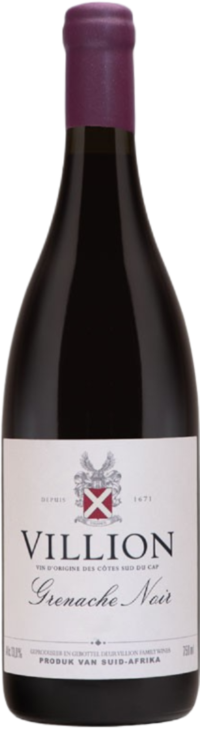 Villion Grenache Noir 2022 tegen bordeaux achtergrond – elegante rode wijn